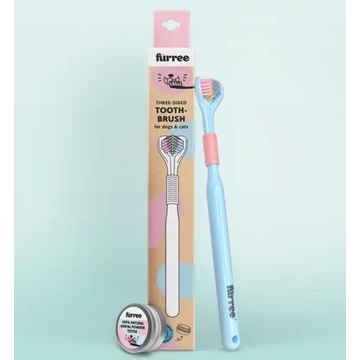 Fürree három oldalú fogkefe kutyáknak és macskáknak, ajándék fogmosó porral