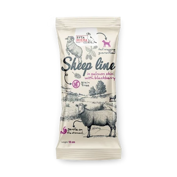 Syta Micha Sheep Line bárány és lazacbőr rágóka feketeszederrel 12 cm