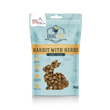 Syta Micha Dogtor Nyugtató jutalomfalatok kutyáknak nyúl gyógynövényekkel 80g