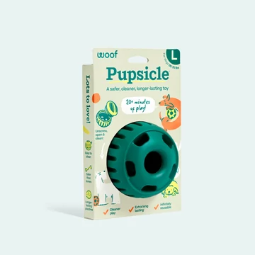 WOOF Pupsicle Kutyajáték – Zöld Jutalomfalat Adagoló Labda (L méret)