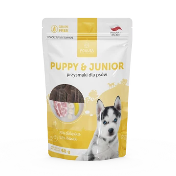 POKUSA NATURAL SNACKS - JUNIOR &amp; PUPPY húscsíkok  60 g