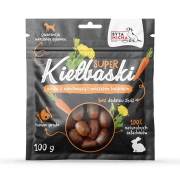 Syta Micha kolbászka kutyáknak nyúllal, sárgarépával és pitypanggal 100g