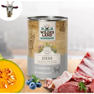 Wildes Land - Nedves eledel kecskehússal, tökkel és áfonyával kutyáknak 400g