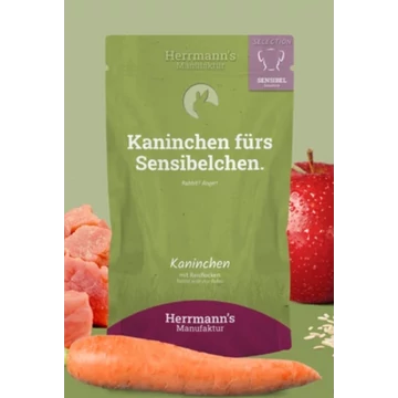 Herrmann’s Nyúlhús párolt menü kutyáknak - bio sárgarépa, bio alma 150g