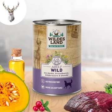 Wildes Land - Nedves eledel szarvashússal és tökkel kutyáknak 400g