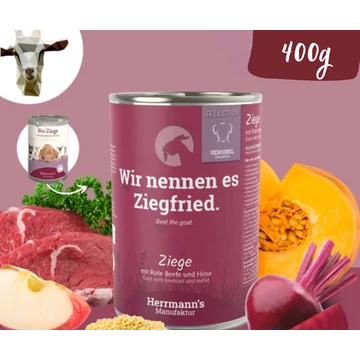 Herrmanns Kecskehús párolt menü érzékeny emésztésű kutyáknak - bio cékla, bio sütőtök 400 g