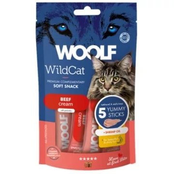 Woolf Wildcat Krémsnack Marha Garnéla Olaj 5x14g Macska
