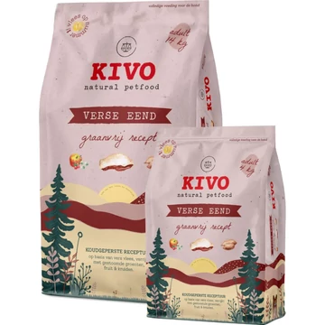 KIVO – Hidegen sajtolt Gabonamentes Száraztáp – Friss Kacsa 14kg
