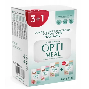 Optimeal Super Premium teljes értékű nedves táp macskáknak - válogatás 3+1*85g