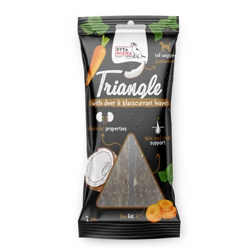 Syta Micha háromszög alakú fogtisztító rágóka szarvas kókuszdióval és fekete ribizli levelekkel 2 db-os csomag