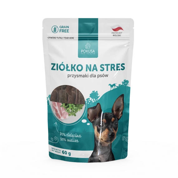 POKUSA NATURAL SNACKS - NO STRESS húscsíkok borjúval és citromfűvel  60 g