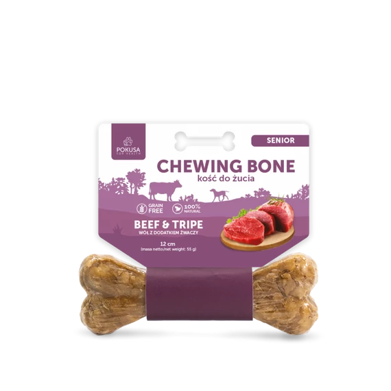 POKUSA Premium Selection rágócsont 12cm - SENIOR marhapacallal és bikacsökkel
