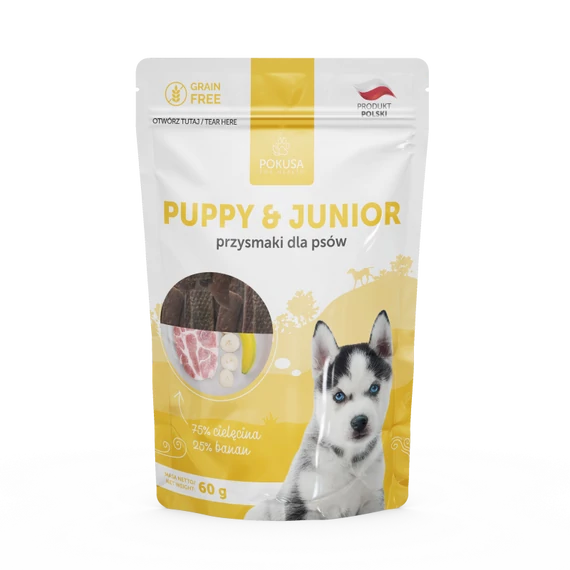 POKUSA NATURAL SNACKS - JUNIOR &amp; PUPPY húscsíkok  60 g
