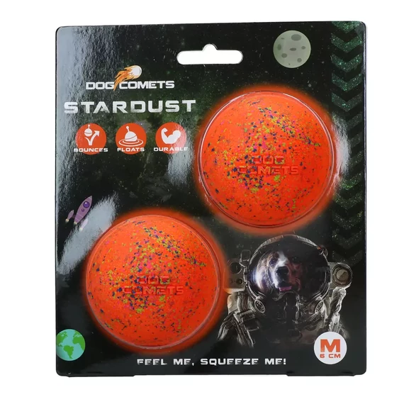 Dog Comets Stardust Narancs M labda 6cm (2 db-os Pack)