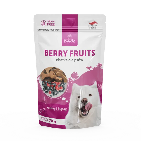 Pokusa Berry Fruits kutyakeksz bogyós gyümölcsökkel 70g