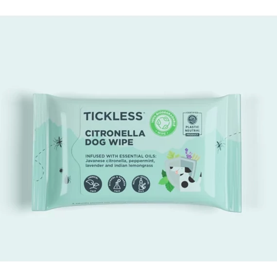 TICKLESS Természetes kullancs, bolha és szúnyogriasztó nedves törlőkendő