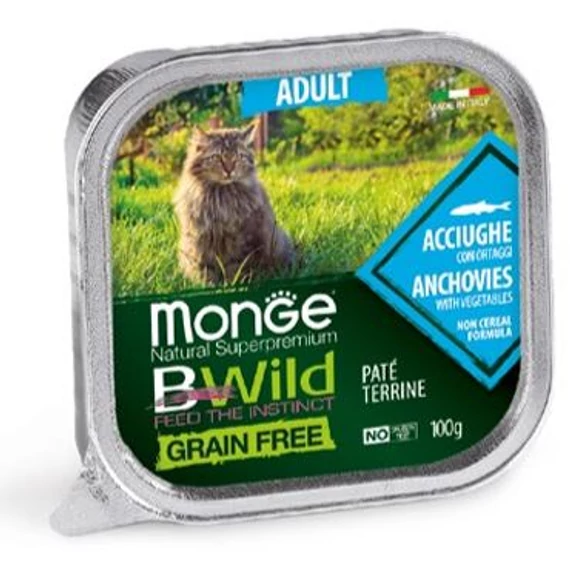 MongeCAT BWild Adult Szardella és Zöldségek 100g