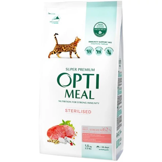 OPTIMEAL CAT STERIL Marha-Sorghum száraztáp 1,5kg