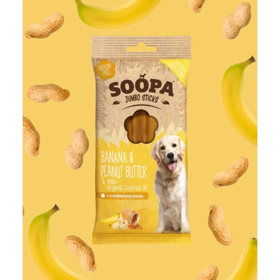 SOOPA Dental Jumbo Sticks - Banán és Mogyoróvaj - 170g