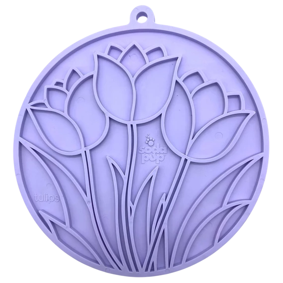 Sodapup Tulip Design Emat Enrichment Lickmat tapadókorongokkal – világoslila