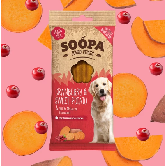 SOOPA Dental Jumbo Sticks - Vörösáfonya és Édesburgonya - 170g
