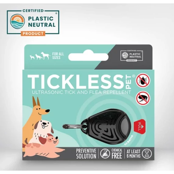 Tickless® Pet Vegyszermentes ultrahangos kullancs- és bolhariasztó medál kutyáknak és macskáknak - fekete