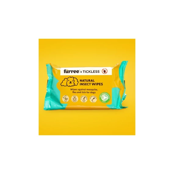 Természetes kullancs, bolha és szúnyogriasztó nedves törlőkendő, TICKLESS