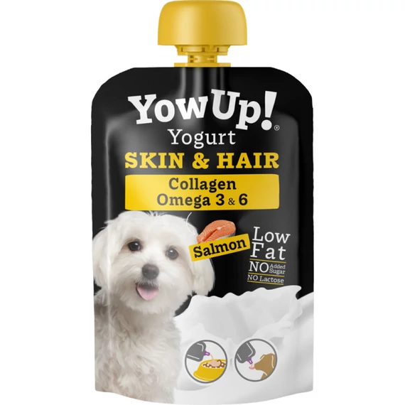 YowUp!Skin&amp;Hair joghurt kutyáknak lazaccal(Omega 3 &amp; 6, kollagén) 115g