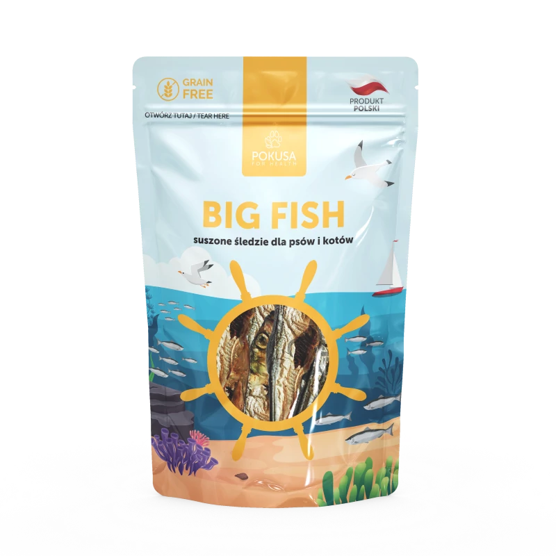 POKUSA BIG FISH szárított hering kutyáknak és macskáknak 60g