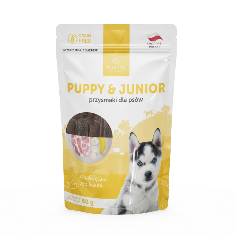 POKUSA NATURAL SNACKS - JUNIOR & PUPPY húscsíkok  60 g