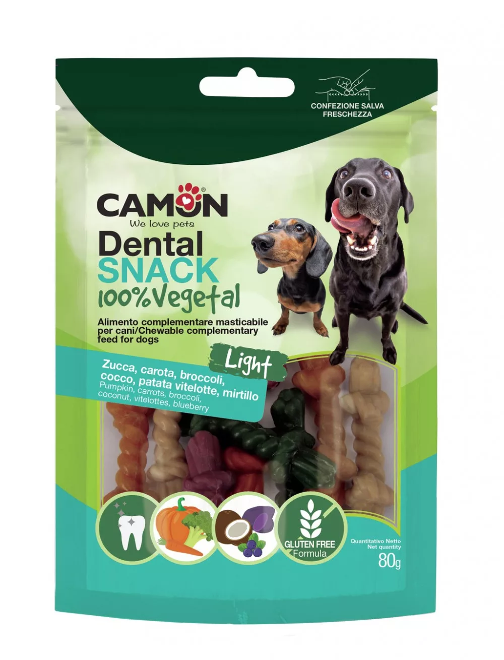 Camon Dental snack rágható kötél alakú snack vegyes ízekben gluténmentes 80g