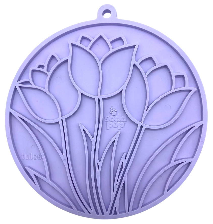 Sodapup Tulip Design Emat Enrichment Lickmat tapadókorongokkal – világoslila