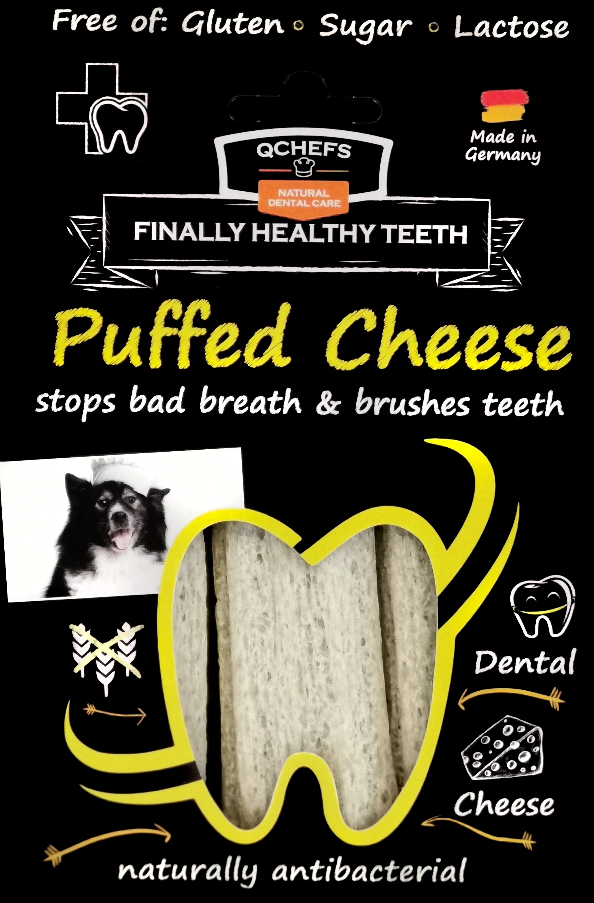 Qchefs Puffed Cheese természetes fogtisztító stick 70g