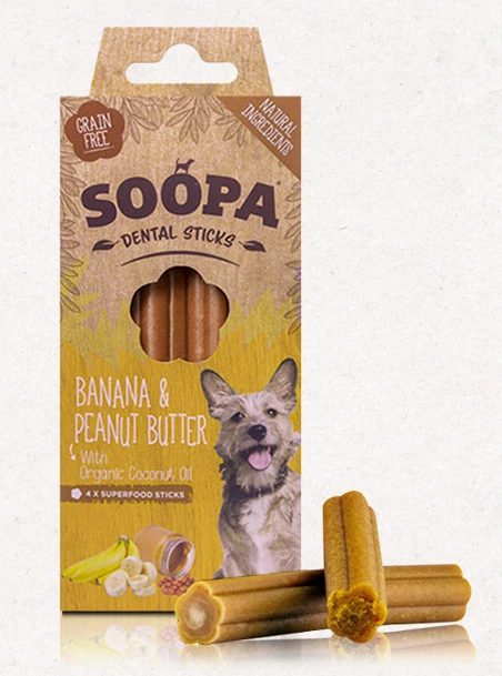 SOOPA Dental Sticks - banán és mogyoróvaj 100 g