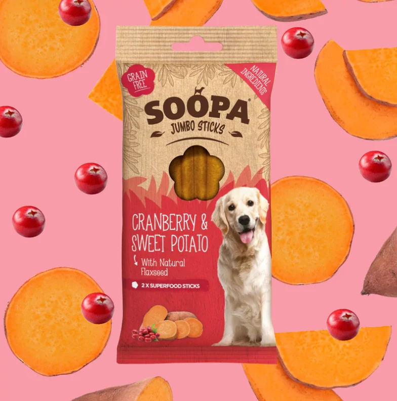 SOOPA Dental Jumbo Sticks - Vörösáfonya és Édesburgonya - 170g