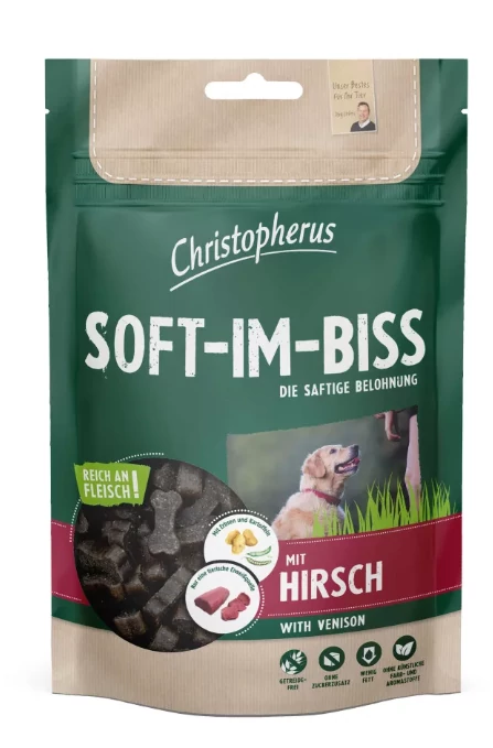 Christopherus Dog Jutalomfalat Grain Free Soft-Im-Biss Szarvas 125g