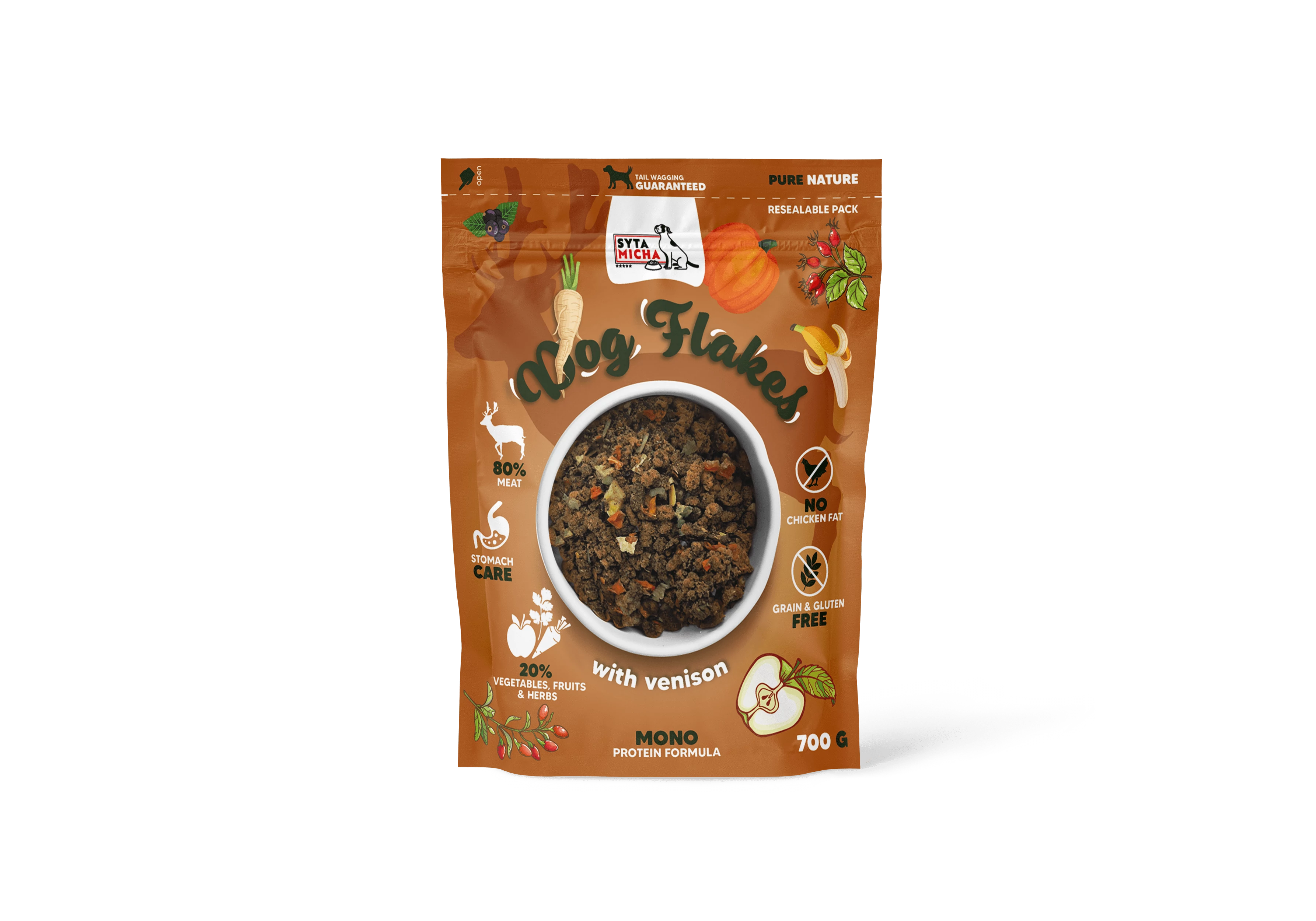 Syta Micha Dog Flakes teljes értékű kutyaeledel szarvashússal 700g 