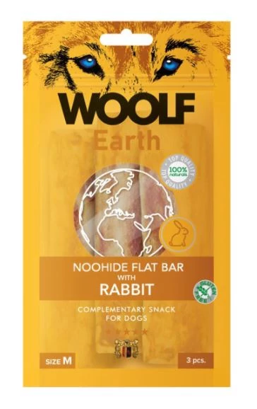 Woolf Earth S RABBIT Noohide 90g Kollagénes Rúd Nyúlhús Jutalomfalat